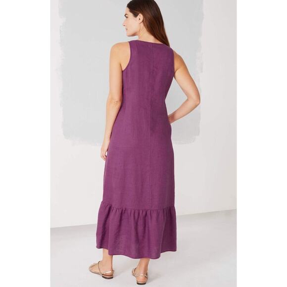 J. Jill Women’s Love Linen Sleeveless Boho Button Front Maxi Dress Size M Purple - Picture 3 of 5